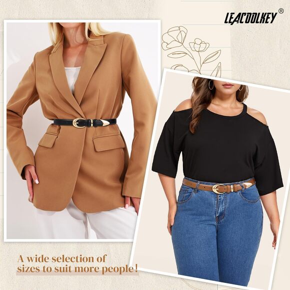 2 Pack Women Leather Belts For Jeans Dress Fashion Ladies Belt With 1942